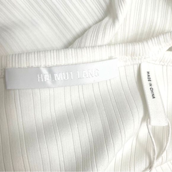 NWT Helmut Lang Optic White Ribbed Knit Buttoned Fitted Top Size Medium $225 NEW - Picture 10 of 16